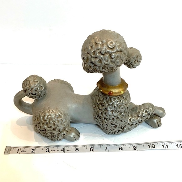 Vintage Atlantic Mold Ceramic Grey Poodle Figurine Statue 1970s Kitsch - Picture 5 of 7